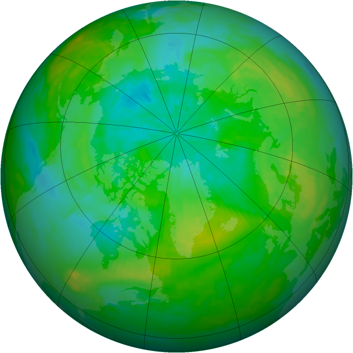 Arctic ozone map for 19 August 1991
